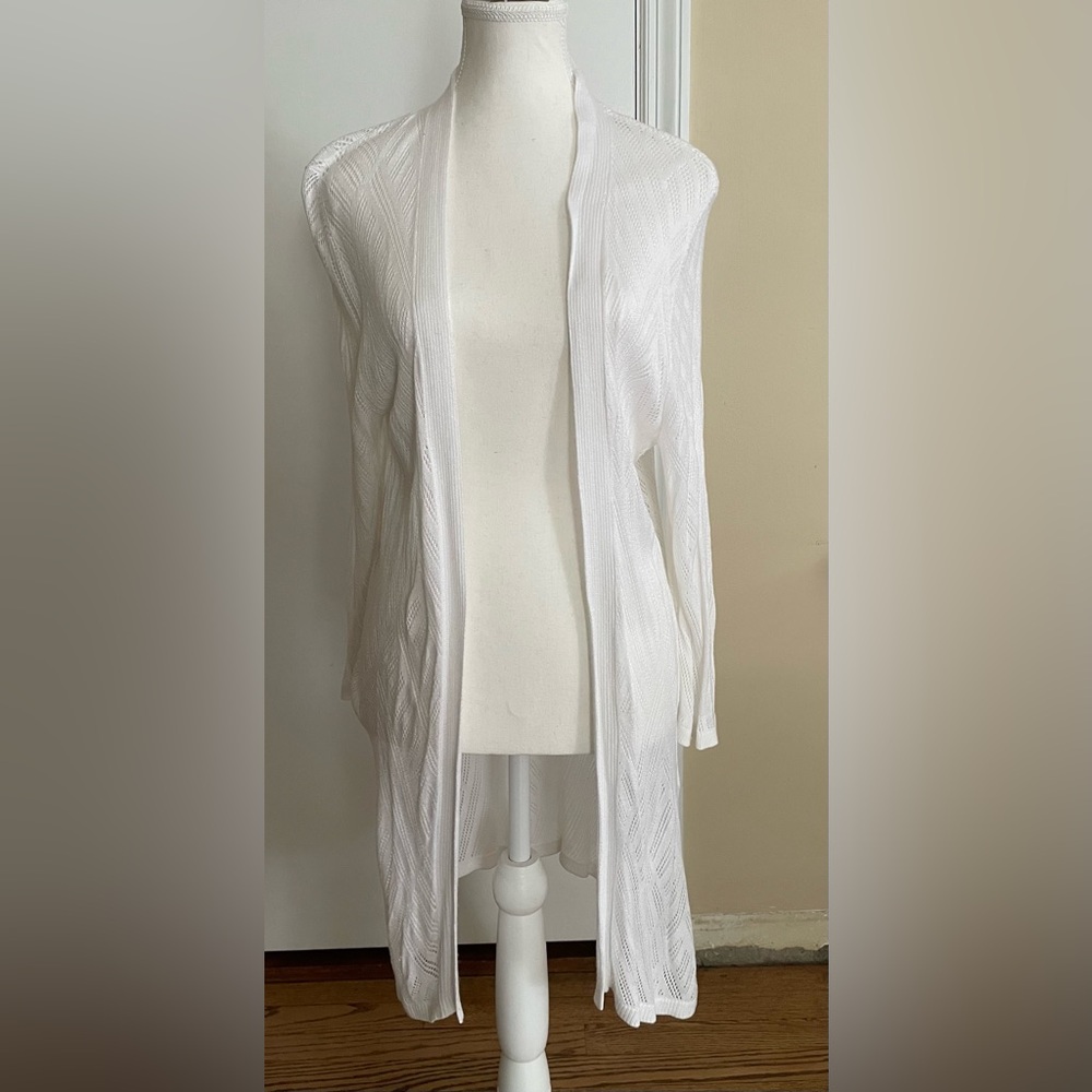 Croft & Barrow Women’s White Crochet Open Cardigan Large